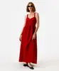 vestido midi alça fina feminino de laise vermelho G