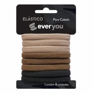 Elástico para Cabelo Ever You Marrom Fio de Meia 8 Unidades