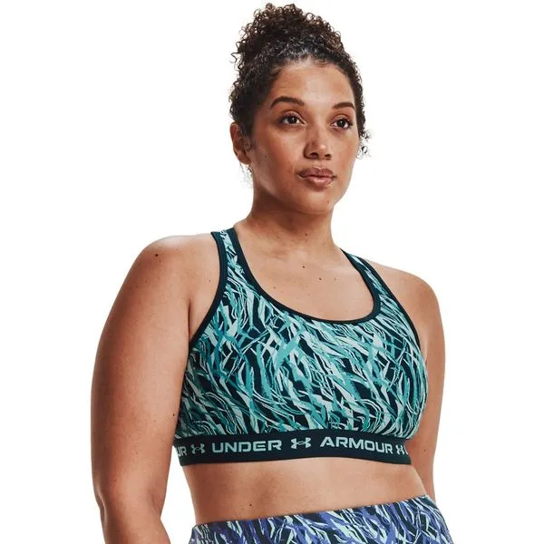 Top de Treino Plus Size Feminino Under Armour Crossback Mid Print G3 Azul