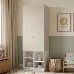 Guarda Roupa Curió 2 Portas com Nichos e 1 Gaveta Casatema Branco/Natural