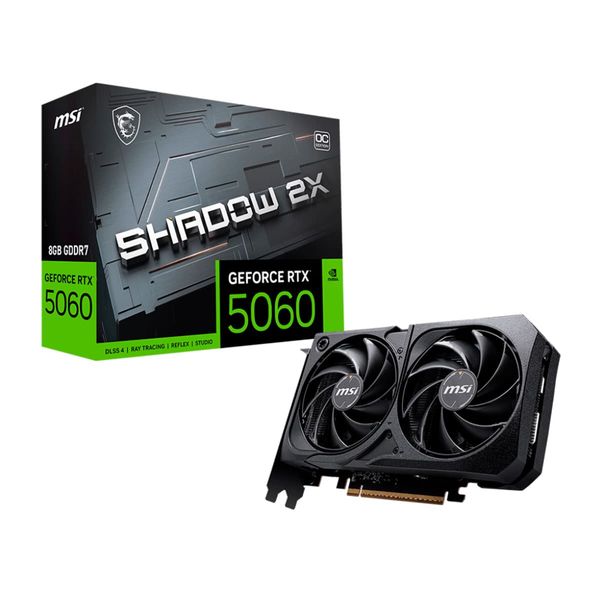 Placa de Vídeo Gamer MSI NVIDIA GeForce RTX 5060 8G Shadow 2X OC 8GB GDDR7, 128-bit, DisplayPort, HDMI