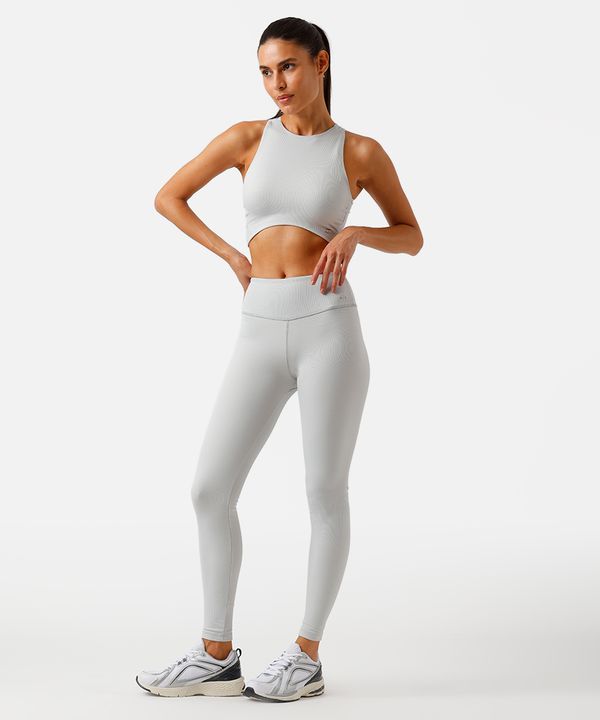 calça legging feminina esportiva canelada cinza M