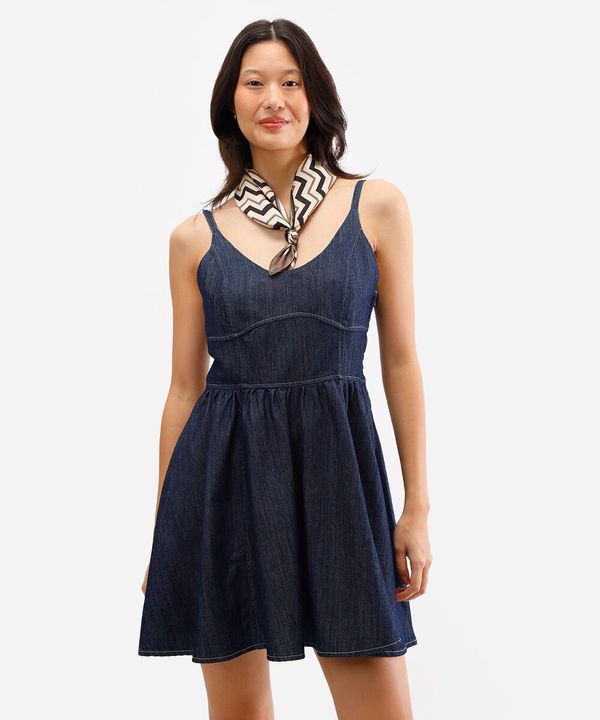 vestido curto feminino godê jeans azul P
