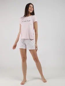 Pijama Curto Suede Xadrez Feminino ROSA CLARO G