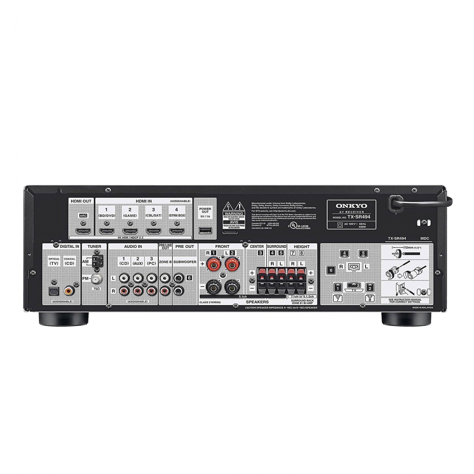 Receiver Onkyo Tx-sr494 Dolby Atmos 7.2CH - 110v