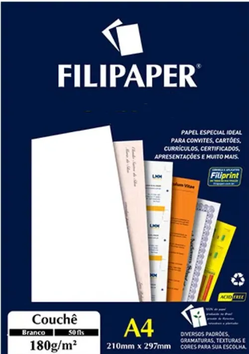 Papel Couche A4 50 Folhas 180gr Br
