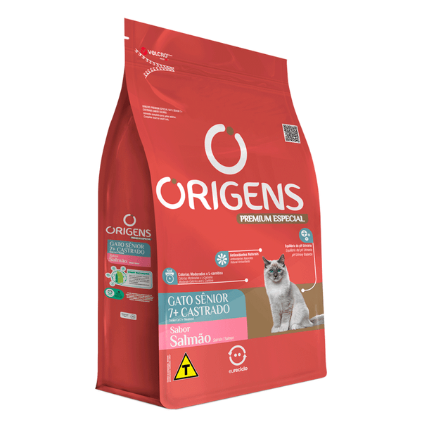 Ração Origens Gato Sênior 7+ Castrado Salmão 10,1kg