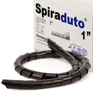 Organizador de Fios e Cabos Espiral 1" Preto 50 metros
