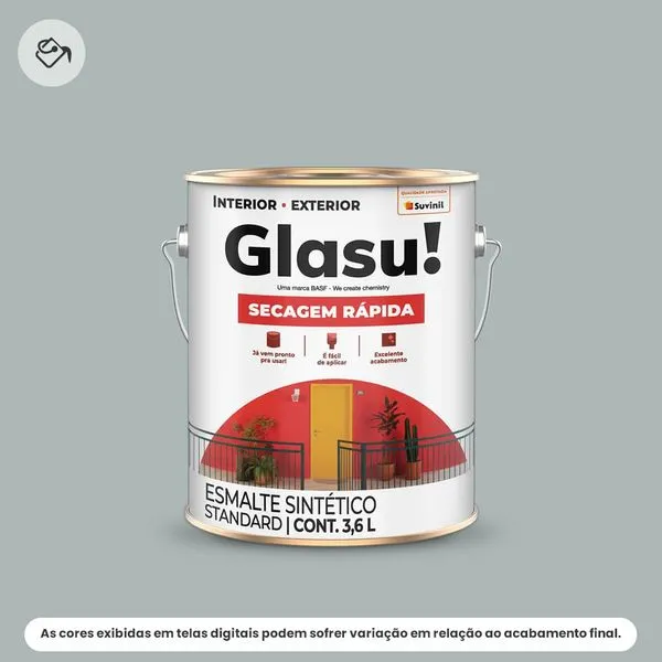 Tinta Esmalte Sintético Standard Brilhante Glasu Suvinil 3,6L Secagem Rápida Platina (MP)