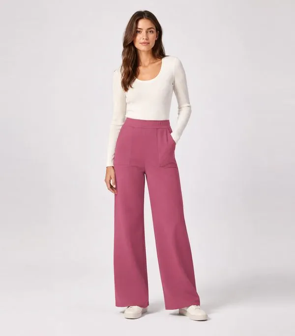 Calça Feminina Em Moletom Com Bolsos Rovitex Rosa M