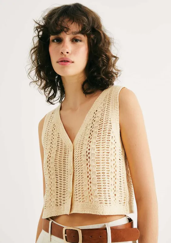 Colete Feminino Em Tricô - Creme P