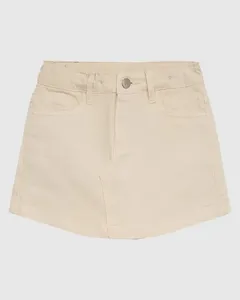 Shorts Saia Infantil Menina Cintura Ajustável Em Sarja Stretch Malwee Kids Off White - 4
