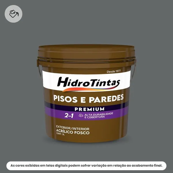 Tinta Acrílica Premium Fosca Pisos E Paredes Hidrotintas 3L Cinza (MP)