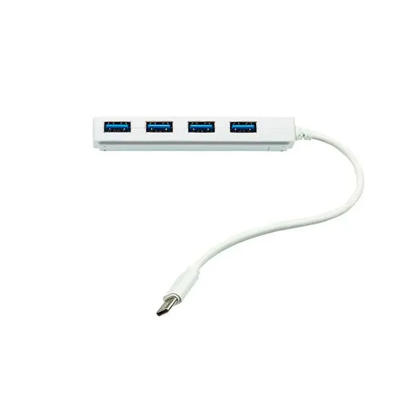 HUB Adaptador USB Tipo C 4 Portas USB 3.0 - Speed 5 Gbps Branco