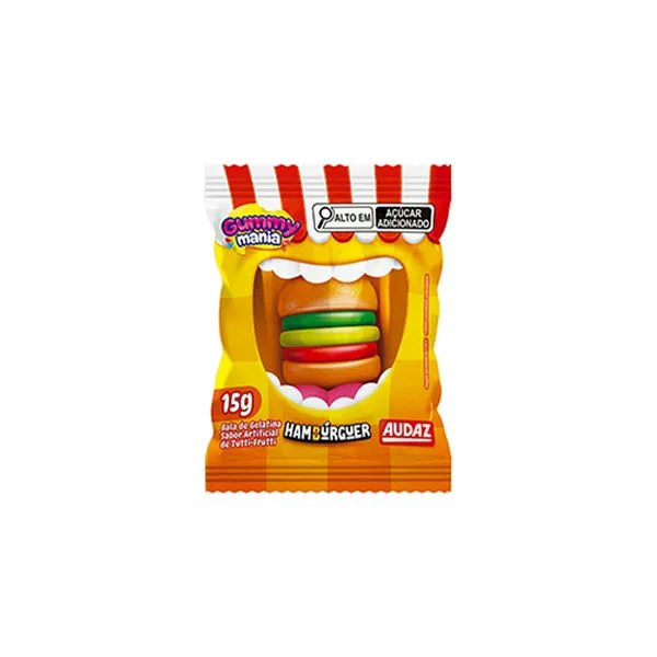 Bala Gummy Mania Hambúrguer 15g Tutti-Frutti 027050028 - Audaz