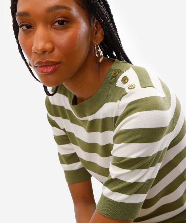 blusa feminina de tricot listrada verde GG