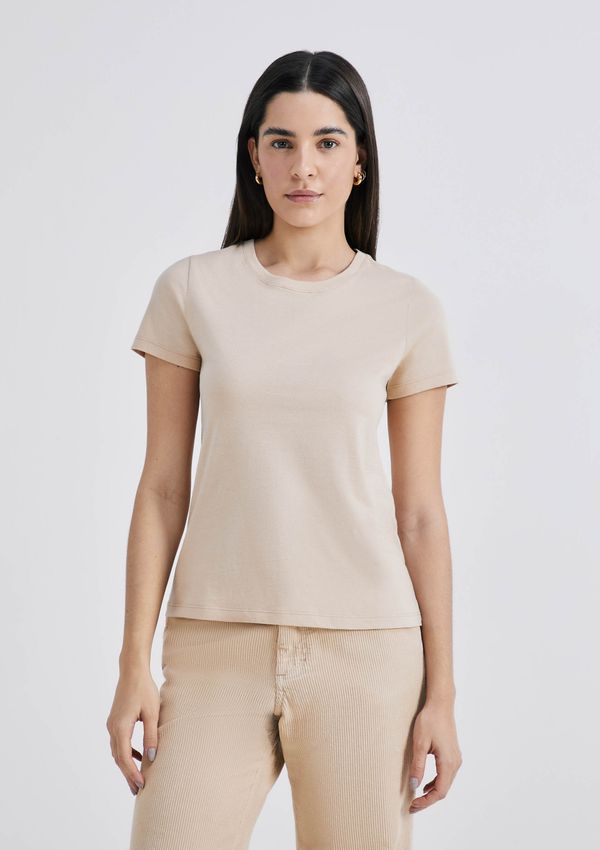 Camiseta Básica Feminina Slim World - Bege XP