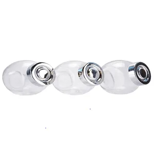 Conjunto de Porta Condimento Casa Ambiente 3 Peças em Vidro com Tampa Cromada 210ml Transparente