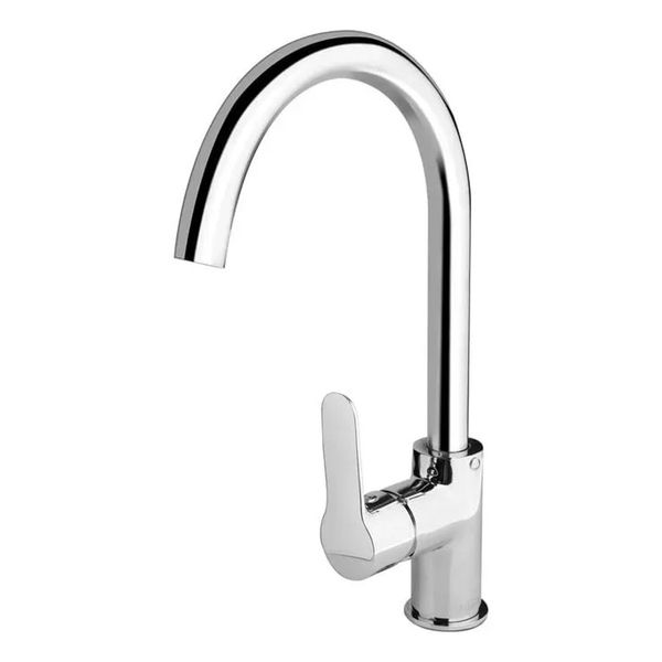 Torneira Monocomando Cozinha Bica Alta Curvada Cromado Linha Steel Alterna