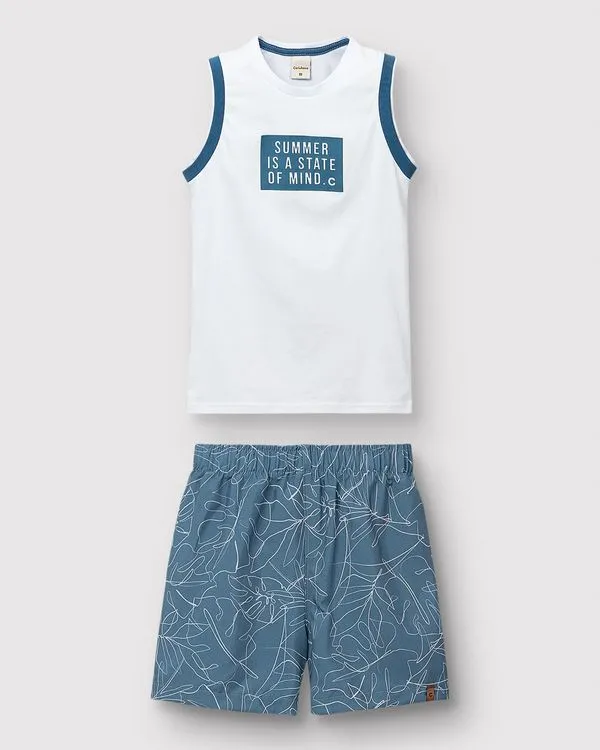Conjunto Menino Regata Summer Is A State Of Mind Em Algodão - Carinhoso Branco - 8