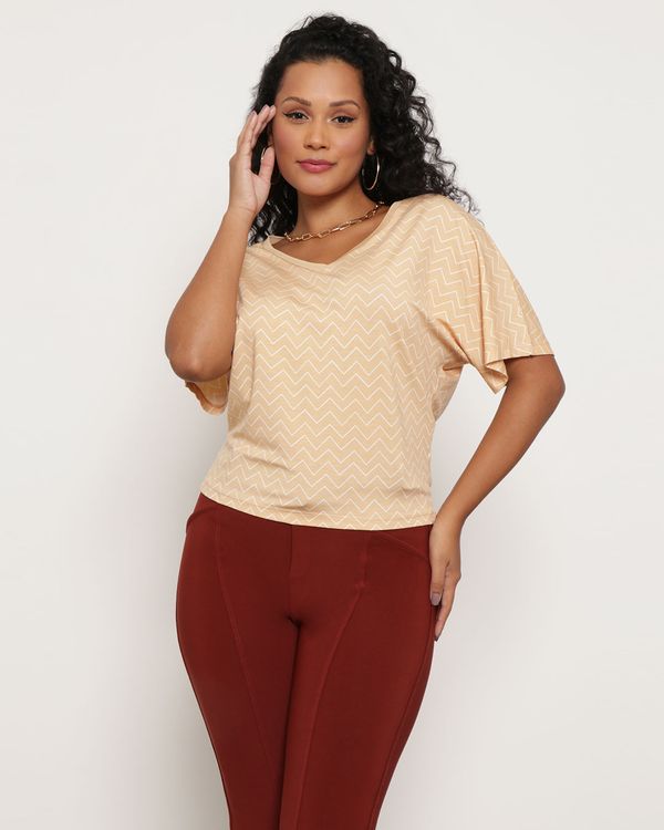 Blusa Feminina Estampa Geométrica Bege P