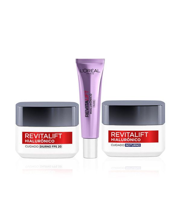 Kit Tratamento Facial L'Oréal Paris Revitalift Hialurônico: Creme Dia + Noite + Olhos Único Único