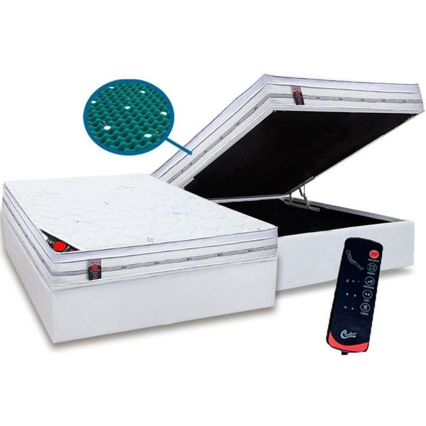 Kit Cama Box Baú Casal Corano White Molas Ensacadas Branco a Costa Rica