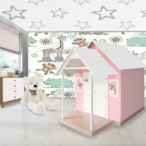 Casinha de Brinquedo Infantil em MDF L12 com Telhado Branco Rosa para Área Interna Criança Feliz Casinha de Brinquedo Infantil em MDF L12 com Telhado Branco Rosa Criança Feliz