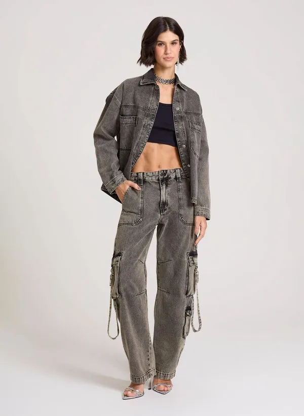 Calça Jeans Cargo Barrel Estocolmo John John Feminina 36