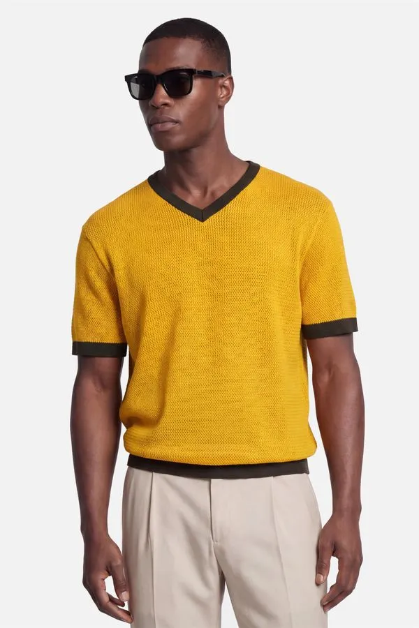 Tricot Manga Curta Vibra Amarelo - GG