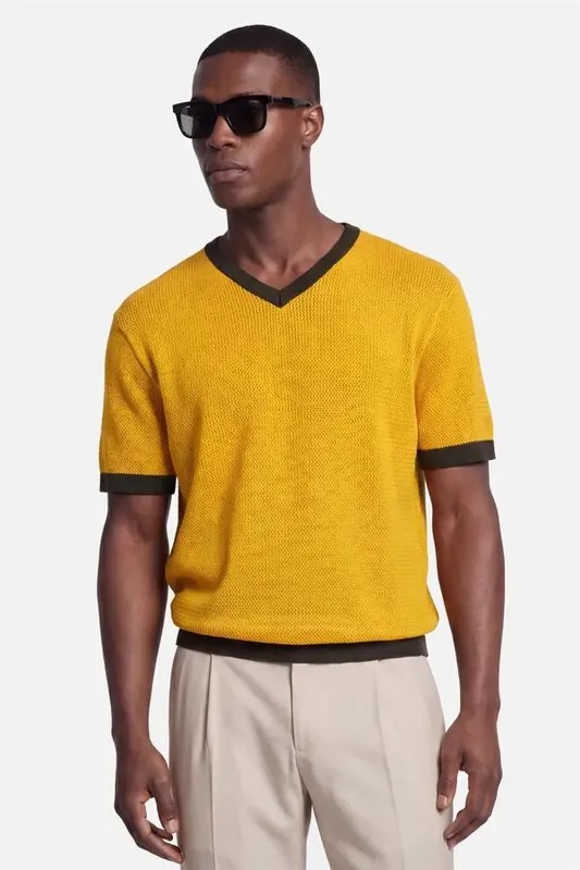 Tricot Manga Curta Vibra Amarelo - GG