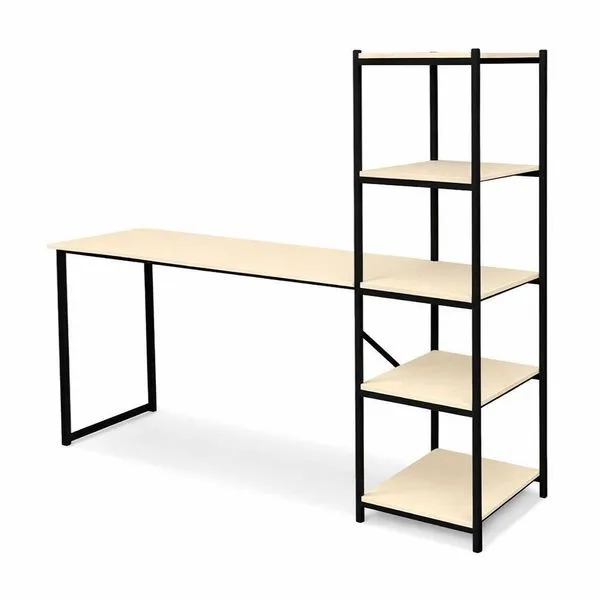 Escrivaninha Mesa Para Estudo E Home Office Tower Klm Store Preto Com Off White