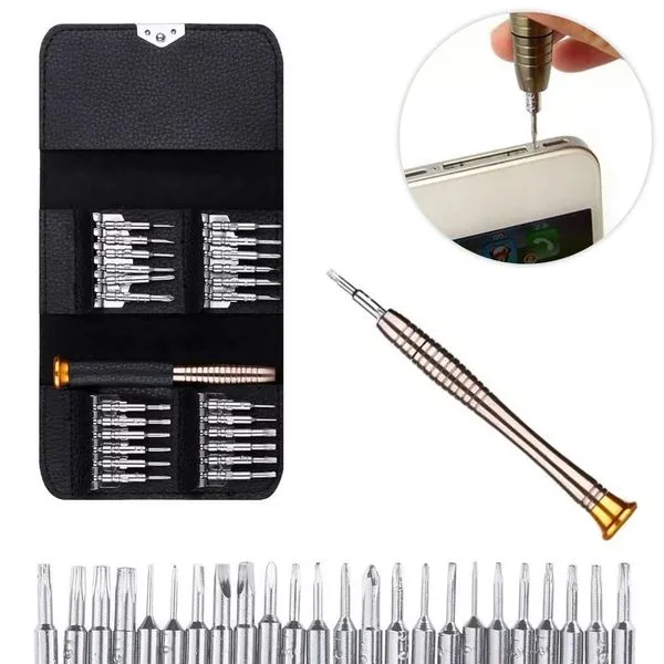 Jogo de Chaves de Precisão 25 Pçs Jogo de Chaves 25 Pçs para Manutenção de Eletrônicos com Estojo e Cabo Ergonômico GXM Jogo de Chaves de Precisão 25 Pçs Jogo de Chaves 25 Pçs para Reparos em Smartphones Tablets