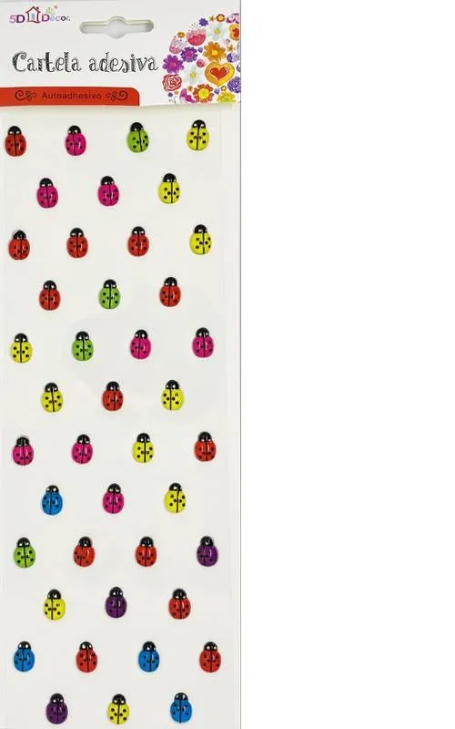 Adesivo Relevo 3d Joaninhas Coloridas