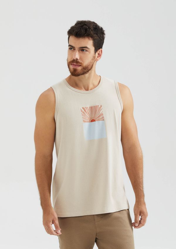 Regata Básica Masculina Regular Com Estampa - Bege G