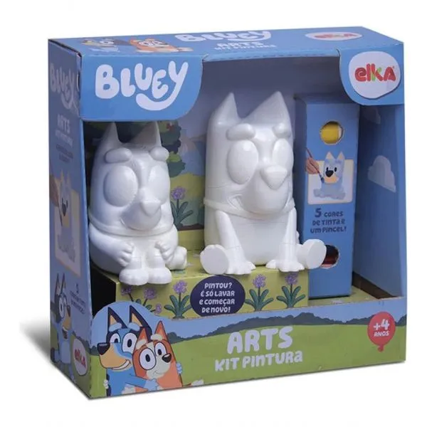 Brinquedo Infantil para Pintar Bluey e Bingo Arts Kit Pintura com 2 Bonecos Tintas e Pincel Elka Brinquedo para Pintar Bluey e Bingo Arts Kit Pintura com Bonecos Tintas Laváveis e Pincel Elka