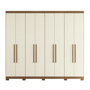 Guarda-Roupa Casal MDP 8 Portas 6 Gavetas com Pés Andirá Luxo Jatobá / Areia