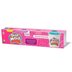 Kit Massa de Modelar Infantil Divertoys com 4 Potes