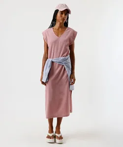 vestido midi muscle feminino com fendas texturizado básico rosa G