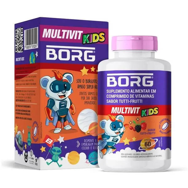 Borg Multivit Kids Tutti-Frutti Borg 60 Comprimidos Mastigáveis