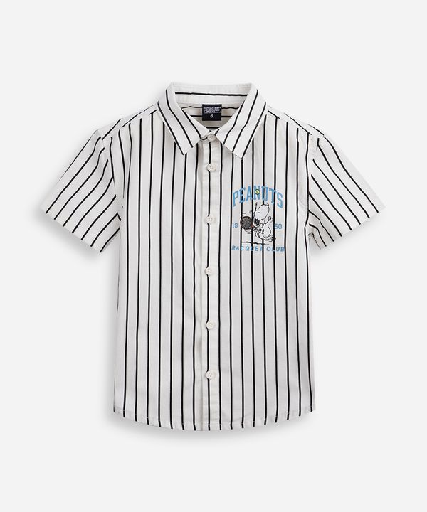 camisa infantil de algodão snoopy listrada off white 4