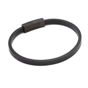 Pulseira Arnault de Couro Preta Preta GG