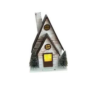 Chalé Decorativo de Natal Chalé Decorativa de Natal com Led 20cm Iluminação a Pilha Mini Casinha Cinza Tok da Casa Chalé Decorativo de Natal com Led 20cm Iluminação a Pilha Mini Casinha Cinza Tok da Casa