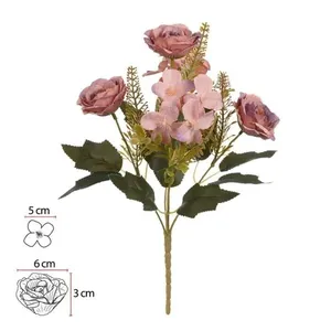 Buquê Artificial Rosa Hortênsia Florarte Vermelho Outono X528cm (MP)