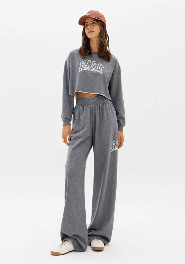 Calça Carrot Moletom Com Estampa Local Cinza G