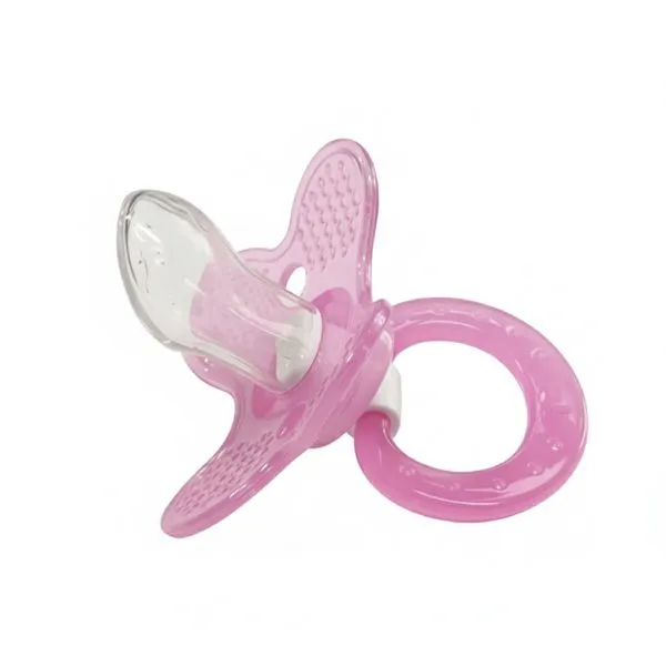 Chupeta Rendinha Bico Anatômica Assimetrica Macia Silicone Rosa