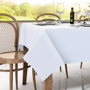 Toalha Mesa Quadrada Gourmet Poliéster Branca 140x140cm 405519 - Salehtex