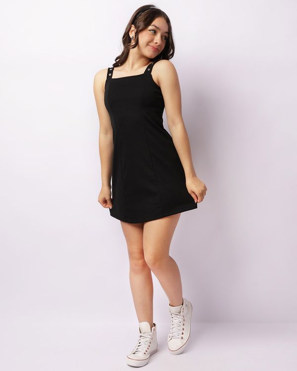 Vestido Juvenil Curto Alça Com Ilhós Preto 10