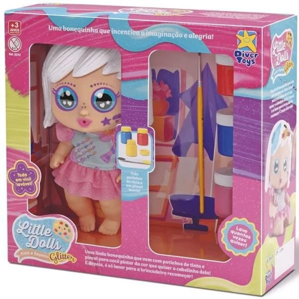 Boneca Infantil Little DOLLS Glitter Pinta e Repinta
