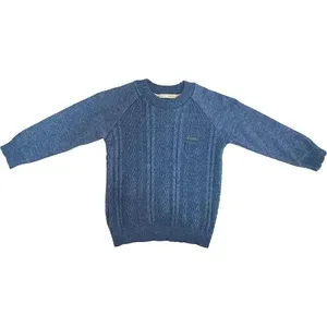 Blusa de Tricô Trabalhada Tricô Kids Texturizada Azul 12